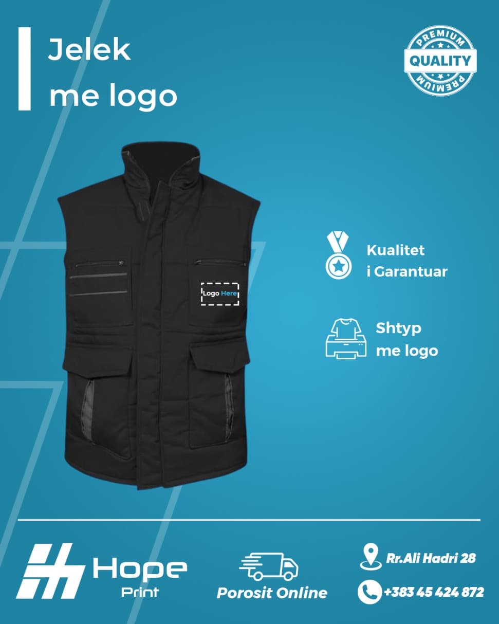 Jelek pune i zi me shumë xhepa dhe logon tuaj